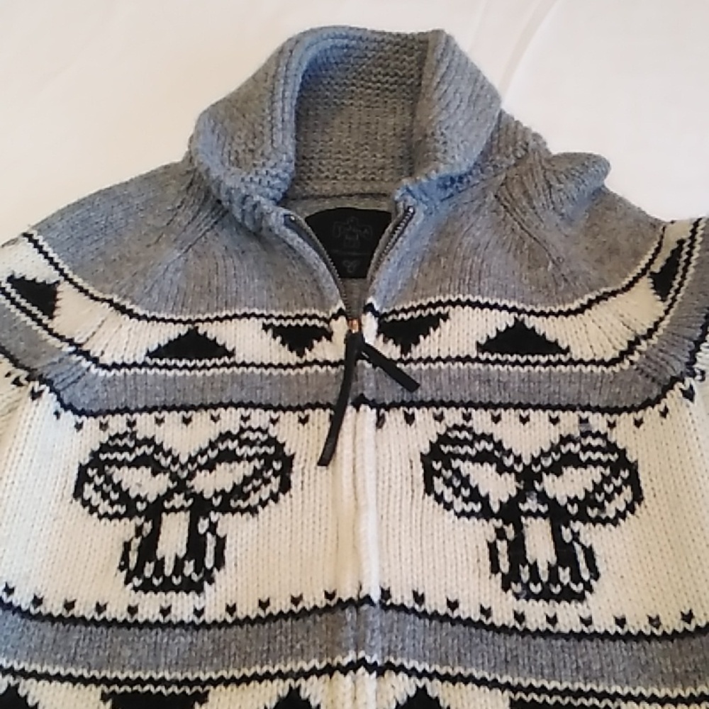 Aritzia TNA 100% Lambswool Grey Zip Up Cowichan Sea to Sky Women's S Sweater - Picture 7 of 13